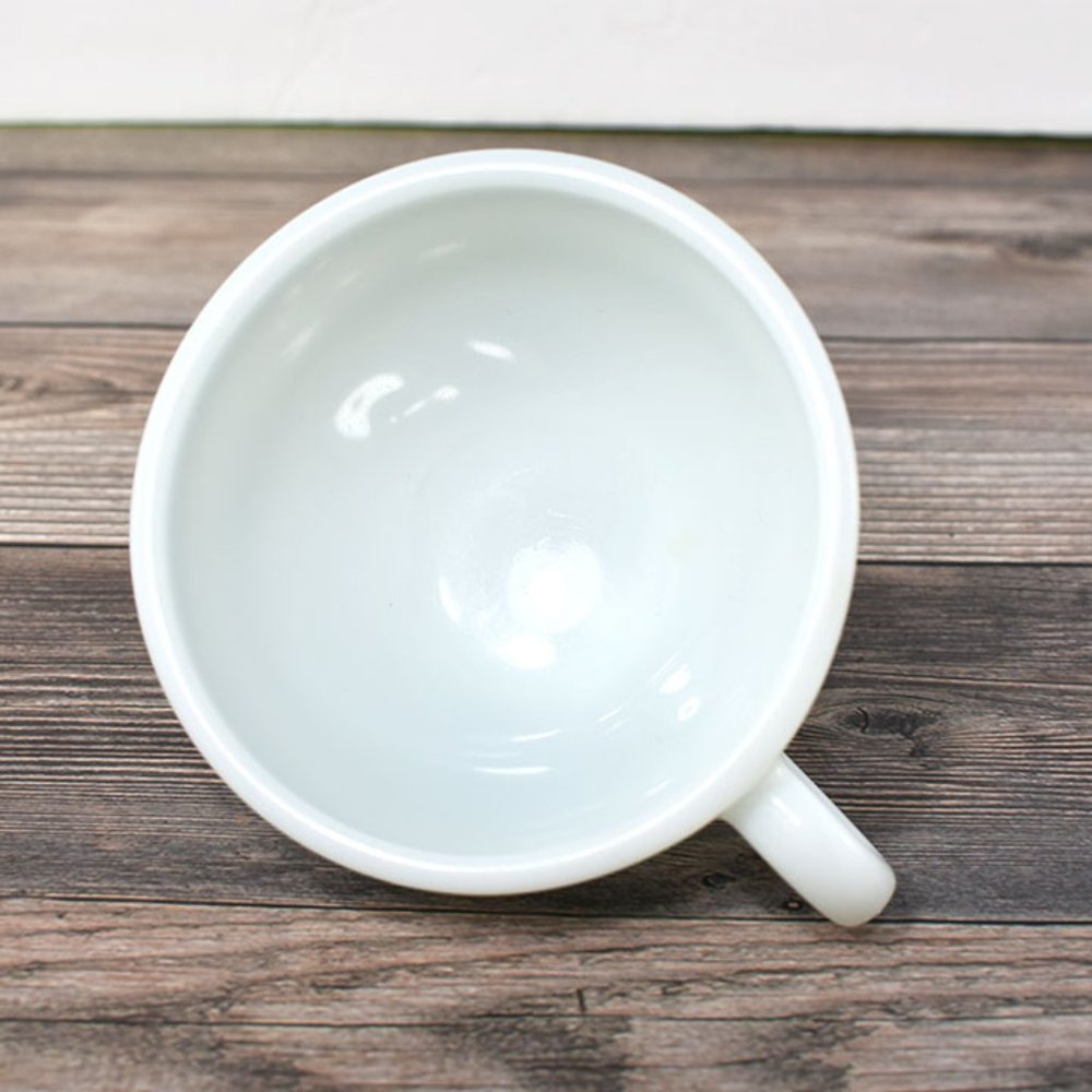 1 Vintage Corning Milk Glass Coffee Cup  Green Stripe Restaurant Design - Picture 3 of 3